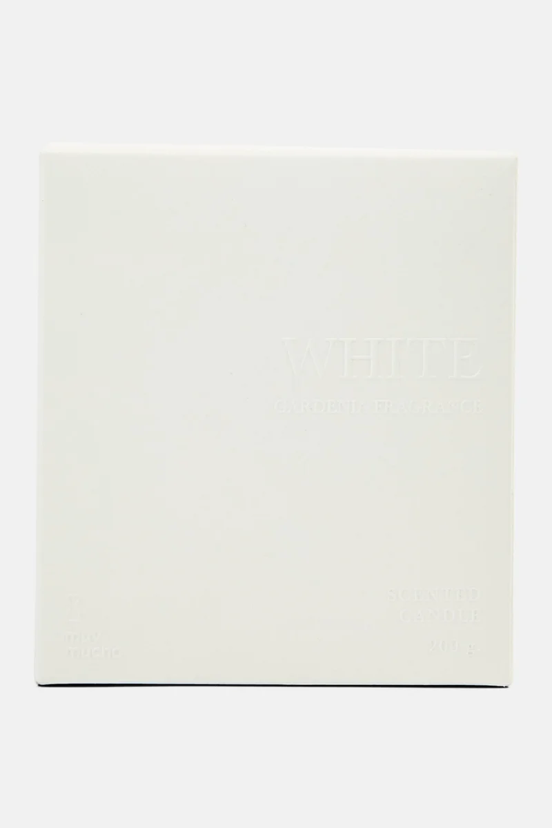 موي موتشو شمعة جاردينيا زجاجية بغطاء ٢٠٠ جرام، أبيض