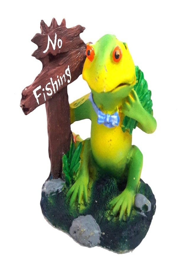 Mistletoe Product No Fishing Frog Warning Sign Action Toy Ornament for Home Decoration Aquarium Fish Tank Decor Wonderful Gift with air Bubbles - Image 3