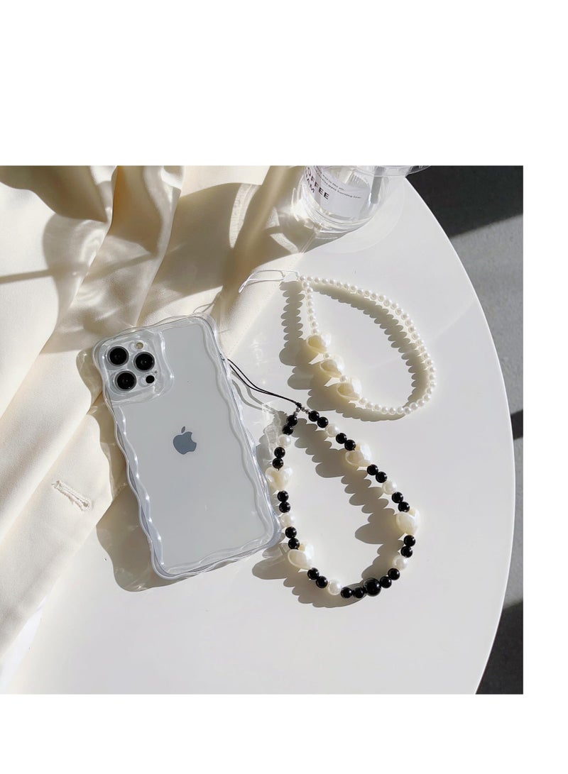 White Pearl Heart Phone Charms - 2 PCS Crystal Phone Charms with Detachable Lanyard for Women and Girls - Image 4