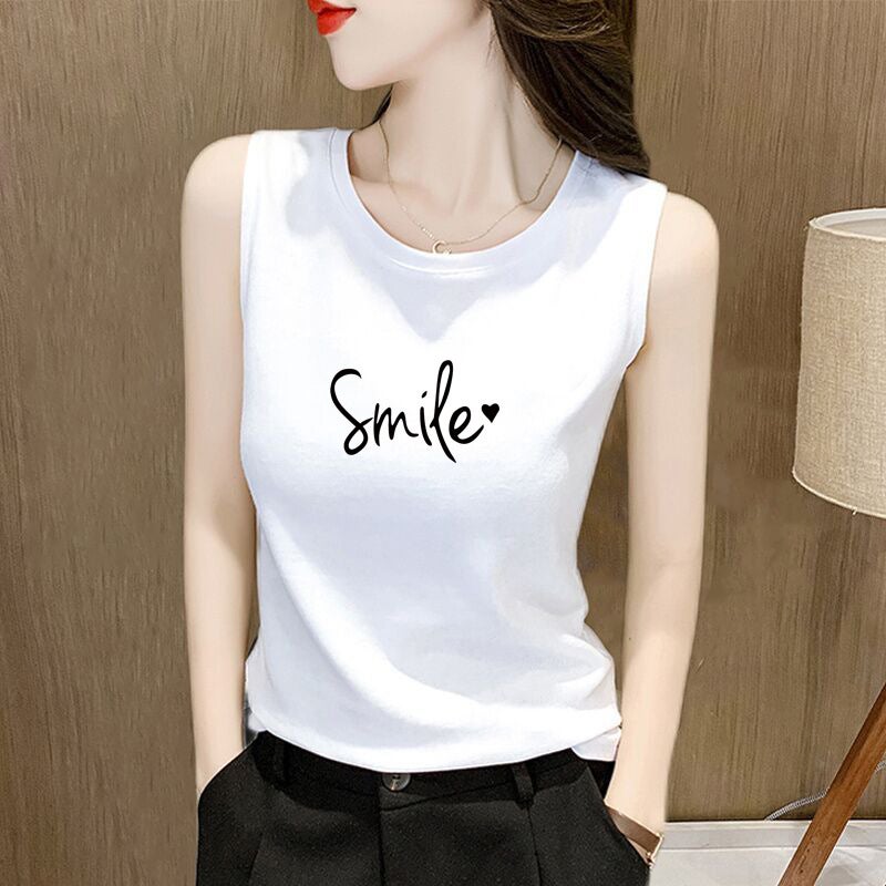 توب نسائي بدون أكمام بطبعة حروف كاجوال - Image 2