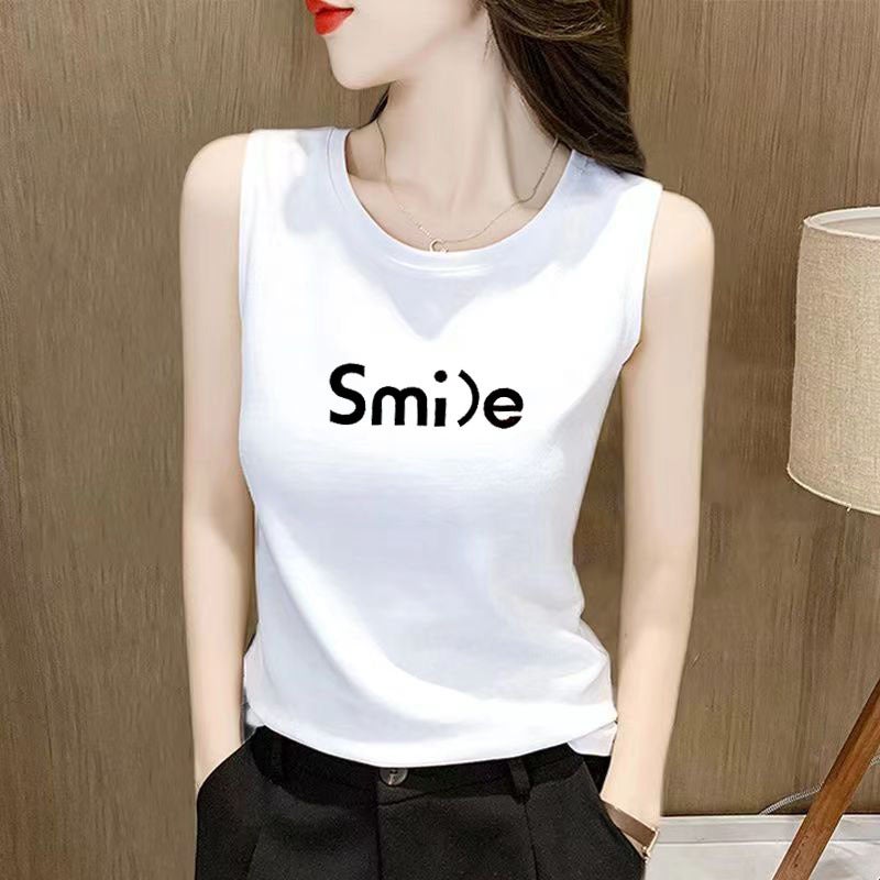 توب نسائي بدون أكمام بطبعة حروف كاجوال - Image 4