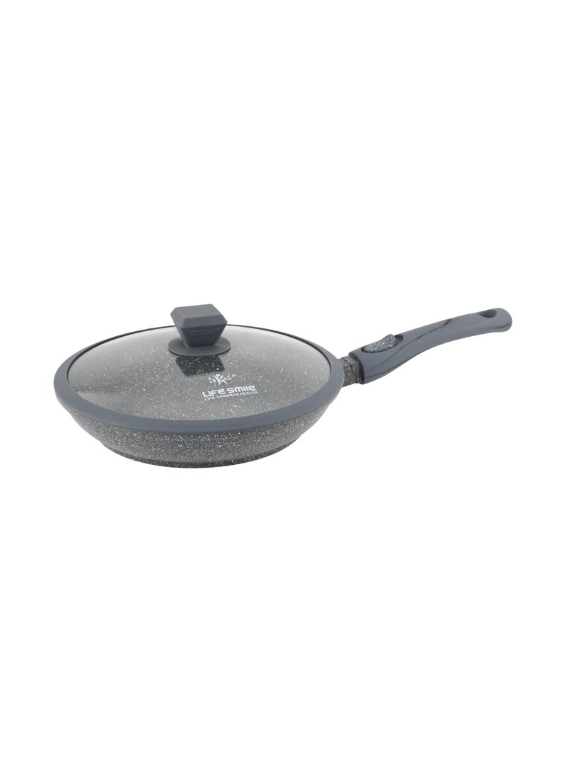Life Smile 24cm Granite Nonstick Fry Pan with Lid (1.6L) – Induction Base, Removable Handle, Scratch Resistant & Easy Clean - Image 1