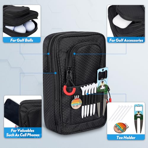 mytag Golf Ball Bag Pouch Zipper | Store 12-15 Balls, Golf Valuables Pouch Portable Outfit Organizer Bag Organizer Case Multipocket, Black - Image 3