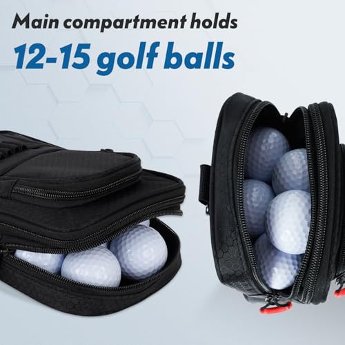 mytag Golf Ball Bag Pouch Zipper | Store 12-15 Balls, Golf Valuables Pouch Portable Outfit Organizer Bag Organizer Case Multipocket, Black - Image 2