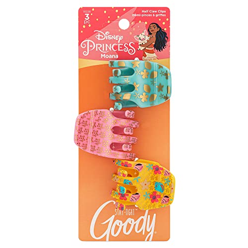 GOODY Classics Half Claw Clips 3Pack Disney Princess Moana Great for Easily Pulling Up Your Hair PainFree Hair Accessories for Women Men Boys and Girls - Image 1