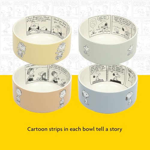 Peanuts Snoopy Bonbon Bites 4-Piece 5.5-Inch Decorated Stoneware Ceramic Stackable Bowl Set, Microwave & Dishwasher Safe Snack and Dessert Bowls - Image 5