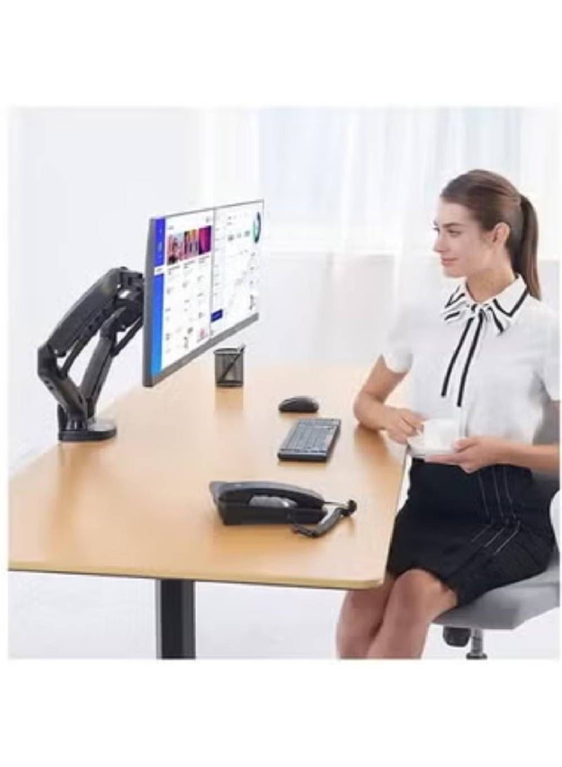 Skilltech Dual Monitor Desk Mount Stand Full Motion Swivel Computer Monitor Arm for Two Screens 17-32 Inch with 4.4~19.8lbs Load Capacity for Each Display Black - Image 2