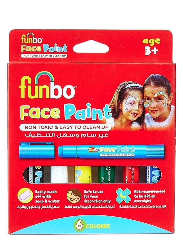 Funbo 6-Piece Face Paint Set Multicolour
