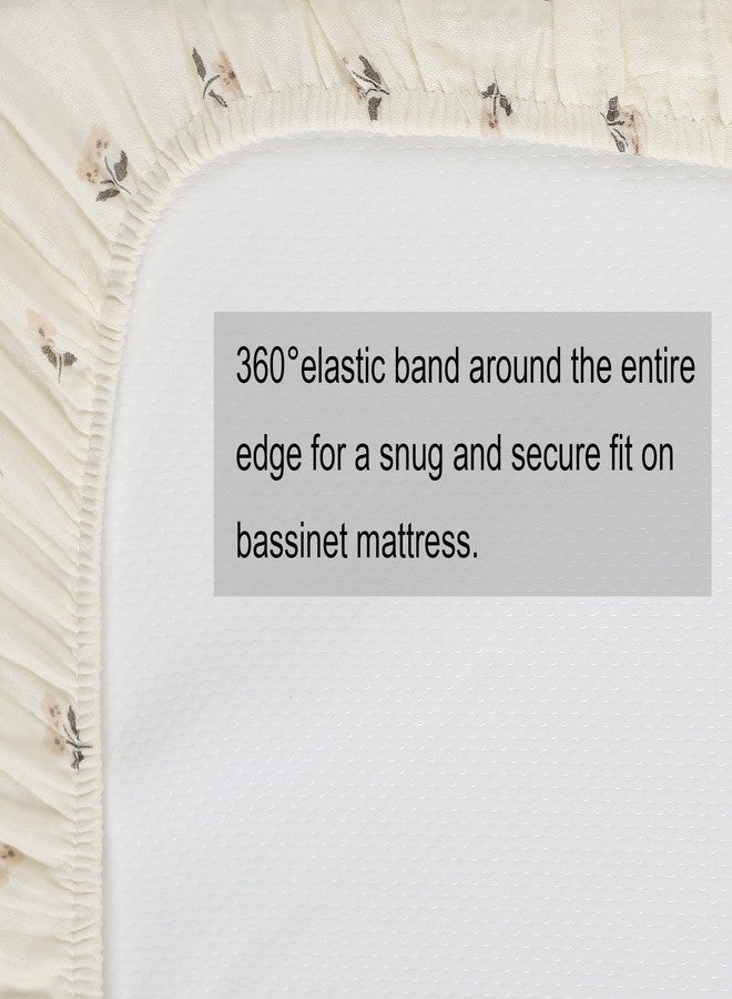 Onacosht Muslin Bassinet Sheets 3 Pack, 100% Cotton Baby Sheet 35" X 20" Compatiable with AMKE 3 in 1 Bassinets, MiClassic, Uiuwoo, Foalom, YADAQE, Milliard and TCBunny Bassinet, Pink and Floral - Image 4