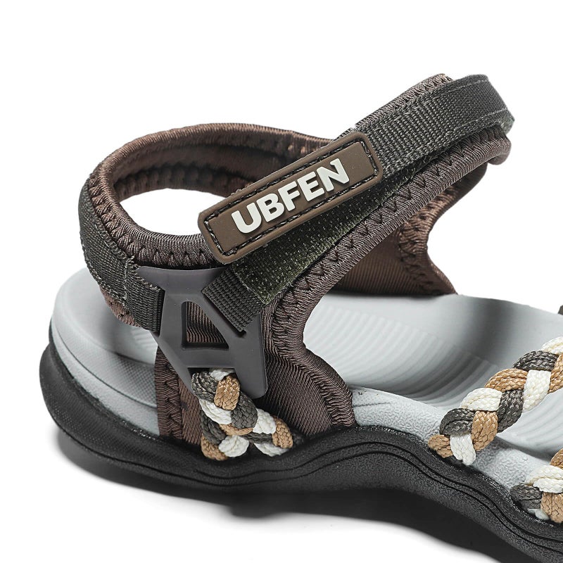 UBFEN Womens Hiking Comfort Sport Sandals Beach Vacation Camping Casual Sport Sandals with Adjustable Straps and Arch Support Size US 8 Khaki - Image 4