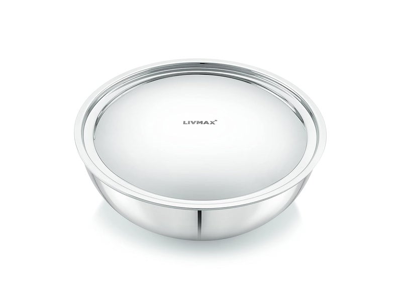 Tosaa Livmax Triply Stainless Steel Tasla with Stainless Steel Lid 22 cm Silver - Image 1