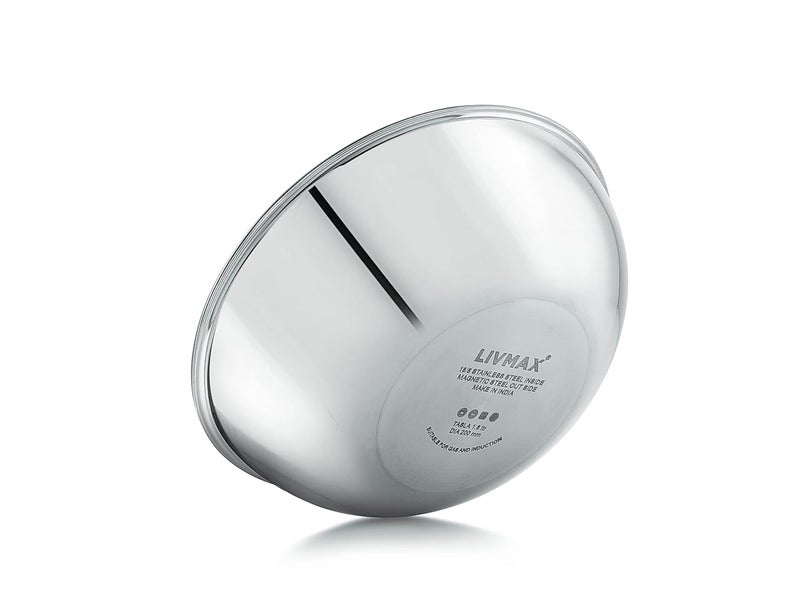 Tosaa Livmax Triply Stainless Steel Tasla with Stainless Steel Lid 22 cm Silver - Image 4