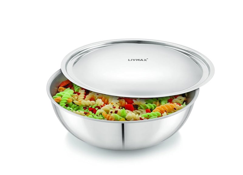 Tosaa Livmax Triply Stainless Steel Tasla with Stainless Steel Lid 22 cm Silver - Image 3