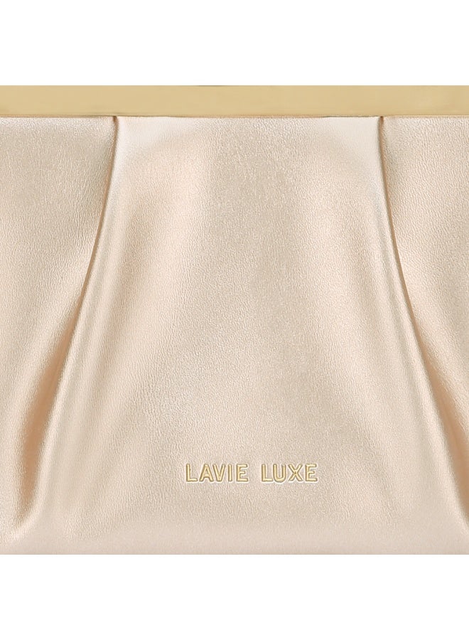 Lavie Luxe Women's Pleatz25 frame clutch (Rose Gold) - Image 3