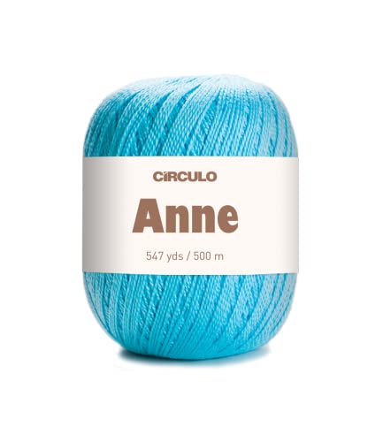 CÃRCULO CIRCULO Anne Yarn for Crocheting & Knitting, 100% Mercerized Brazilian Virgin Cotton, Soft Fingering Weight, 547 Yds, 5.19 Oz - Color 2151 Sky - Image 1