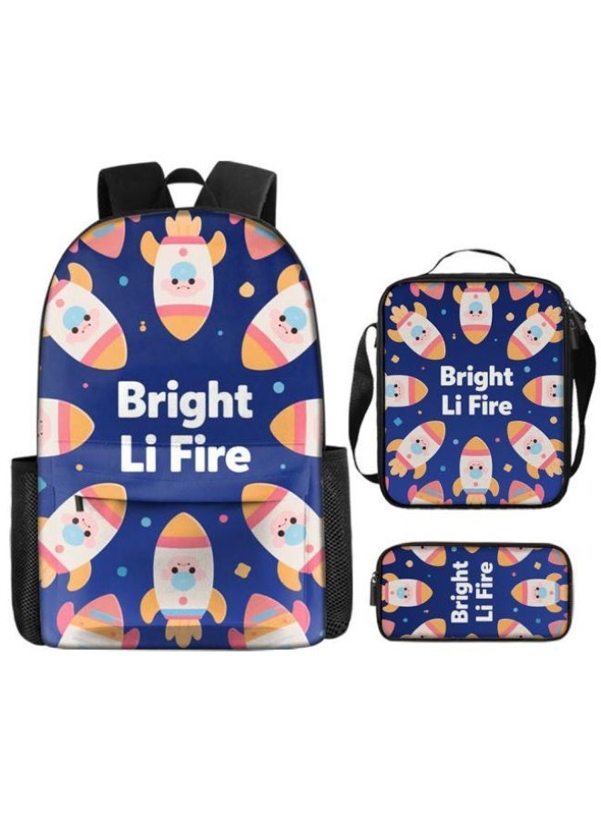 واضح من النار مجموعة من ثلاث قطع من حقائب الرسوم المتحركة، تتعامل بسهولة مع المناسبات المختلفة (الطلاب والأطفال ونزهات الأصدقاء وتسلق الجبال والدراسة وما إلى ذلك) | حقيبة ظهر + حقيبة محمولة باليد + حقيبة قرطاسية | هدايا الموسم المدرسي / العطلات - 4 - Image 2