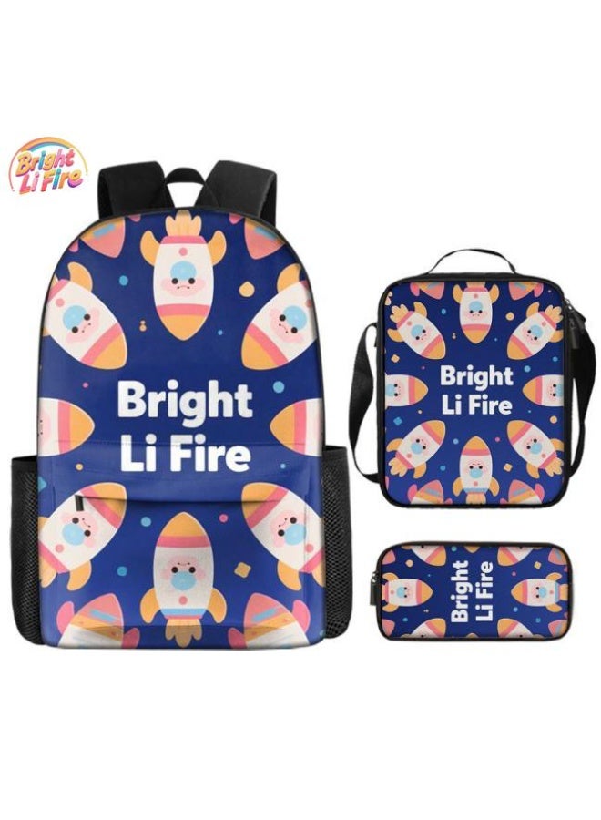 واضح من النار مجموعة من ثلاث قطع من حقائب الرسوم المتحركة، تتعامل بسهولة مع المناسبات المختلفة (الطلاب والأطفال ونزهات الأصدقاء وتسلق الجبال والدراسة وما إلى ذلك) | حقيبة ظهر + حقيبة محمولة باليد + حقيبة قرطاسية | هدايا الموسم المدرسي / العطلات - 4 - Image 1