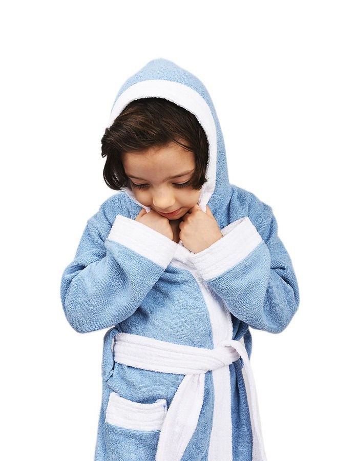 Banotex Baby bathrobe with hood, multi-size, light blue / white - Image 2