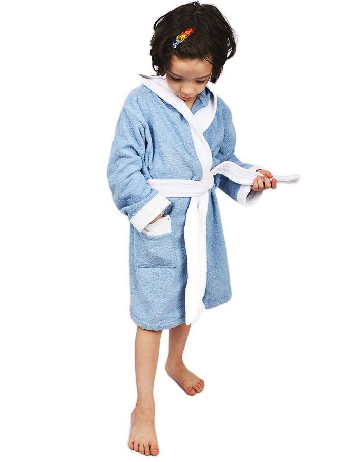 Banotex Baby bathrobe with hood, multi-size, light blue / white - Image 1