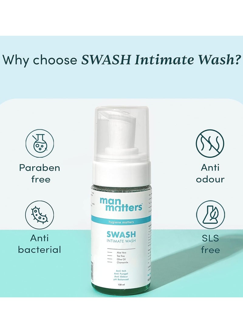 Man Matters - Intimate Wash with Aloe Vera, Tea Tree for Men Anti Bacterial, Anti Itch, Anti Odour - pH Balanced -120 ml - Image 1