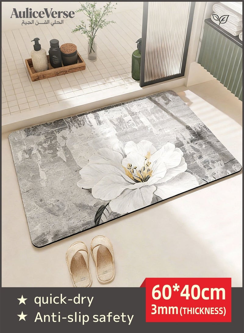 أوليس فيرس  الدياتومايت حمام حصيرة سوبر ماص بطانية دش ، لحظة امتصاص المياه ، والسلامة ، ومكافحة زلق ، جاف ومريح | مناسبة للاستحمام ، حوض استحمام ، حمام الكلمة - Image 1