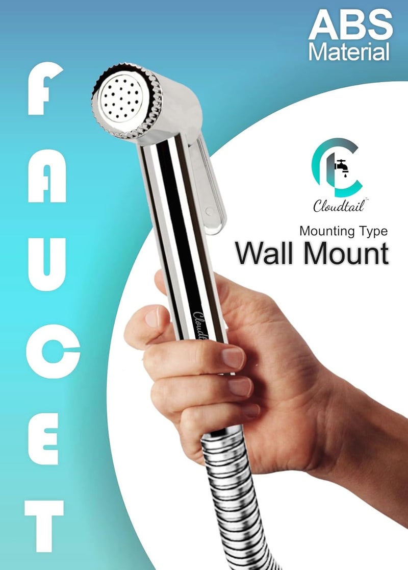 Cloudtail Cloudtail Health FaucetJet SprayLong ContiDesignerHigh Pressure1Mtr Ss TubeHosePipeWall Mount HookIdeal for KitchenSinkBathroomWash BasinMaterial AbsPlasticColor SilverSet of 1  - Image 3