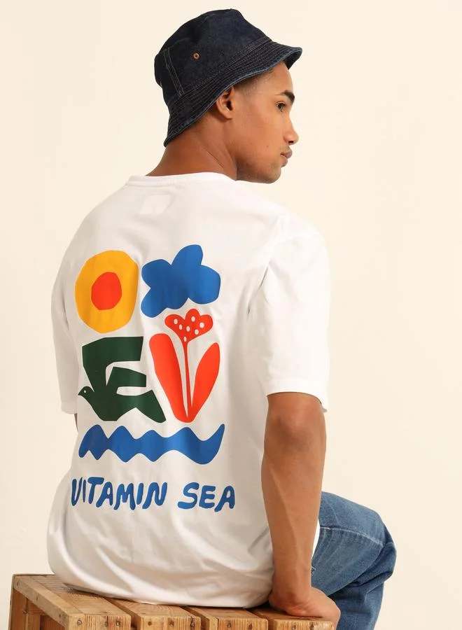 Bushirt Bushirt Men White Vitamin Sea Oversized T-Shirt