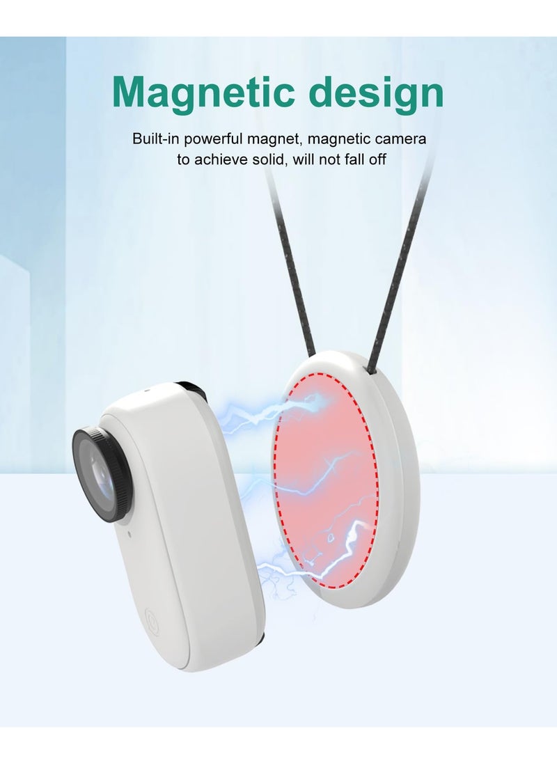 SYOSI - SYOSI Magnetic Pendant Holder for Insta 360 GO 3 Action Camera, Magnetic Holder with Quick Release Neck Strap as Insta360 GO 3 Accessories for Photography (White) - Image 1