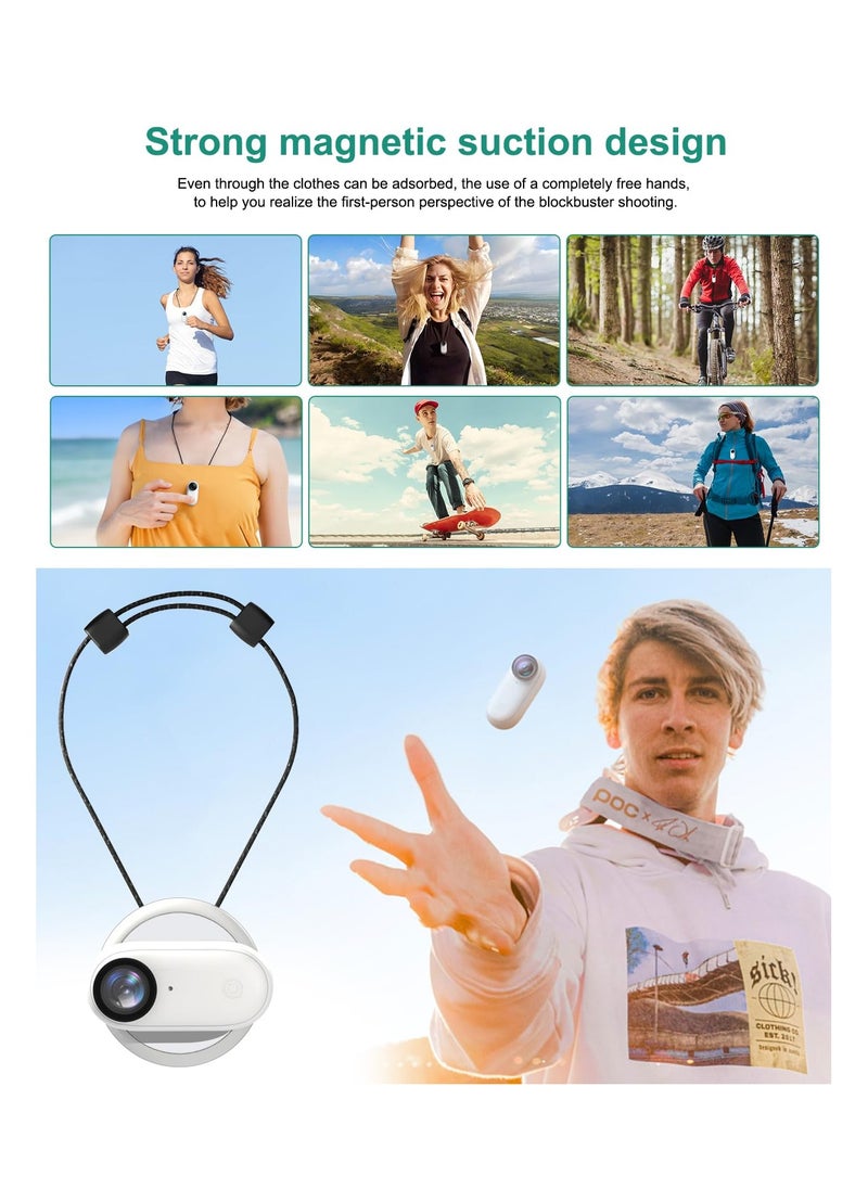 SYOSI - SYOSI Magnetic Pendant Holder for Insta 360 GO 3 Action Camera, Magnetic Holder with Quick Release Neck Strap as Insta360 GO 3 Accessories for Photography (White) - Image 1