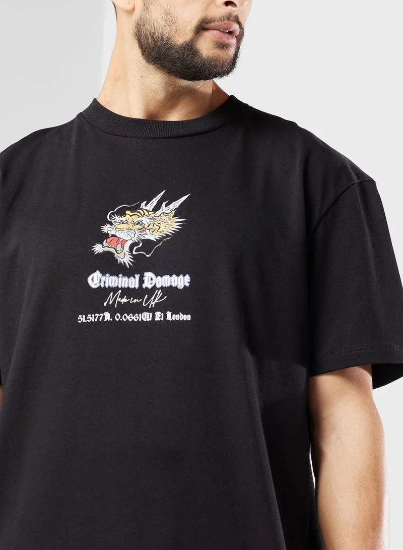 CRIMINAL DAMAGE Dragon Tiger Fight T-Shirt