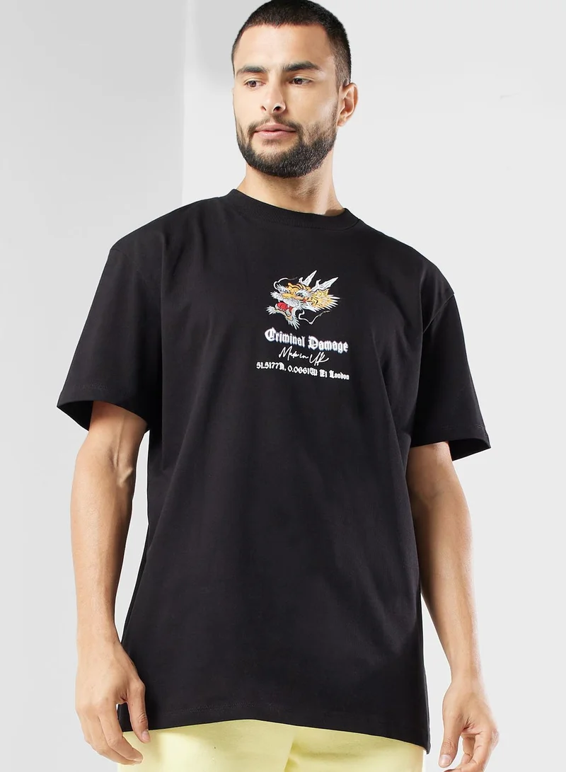 CRIMINAL DAMAGE Dragon Tiger Fight T-Shirt
