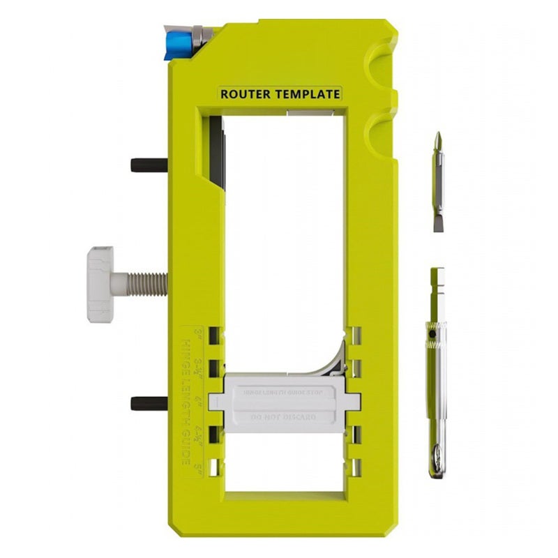 Sebupar Door Hinge Locator: 3in To 5in Fit, Adjustable Design, Built-In Depth Gauge - Non-Slip Silicone Pads, Hinge Router Template For Door Hinge Installation, With 2 Drill Bits - Image 1