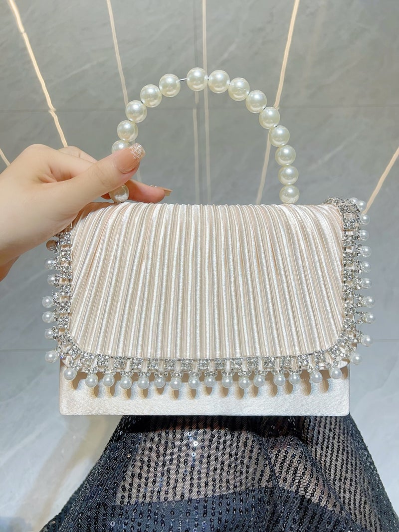 New Women'S High-End Texture Pearl Bag Diamond-Encrusted Shoulder Bag Wedding Birthday Banquet Dinner Bag - Image 2