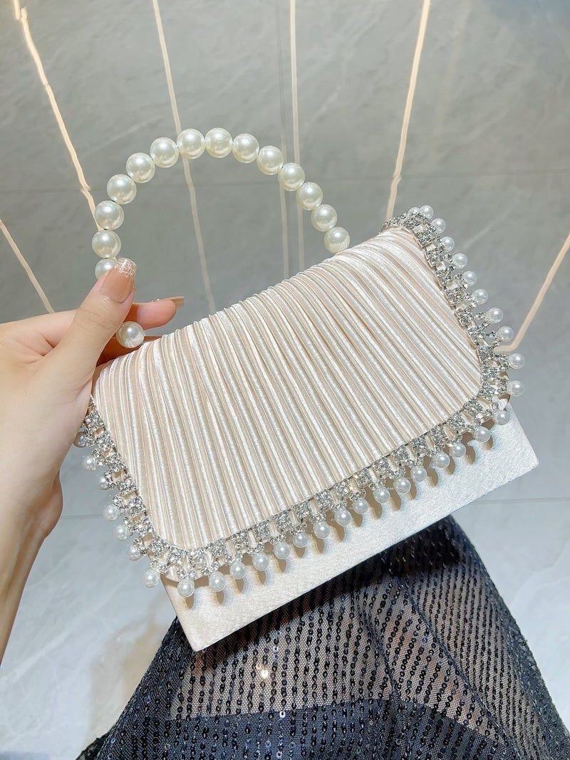 New Women'S High-End Texture Pearl Bag Diamond-Encrusted Shoulder Bag Wedding Birthday Banquet Dinner Bag - Image 3