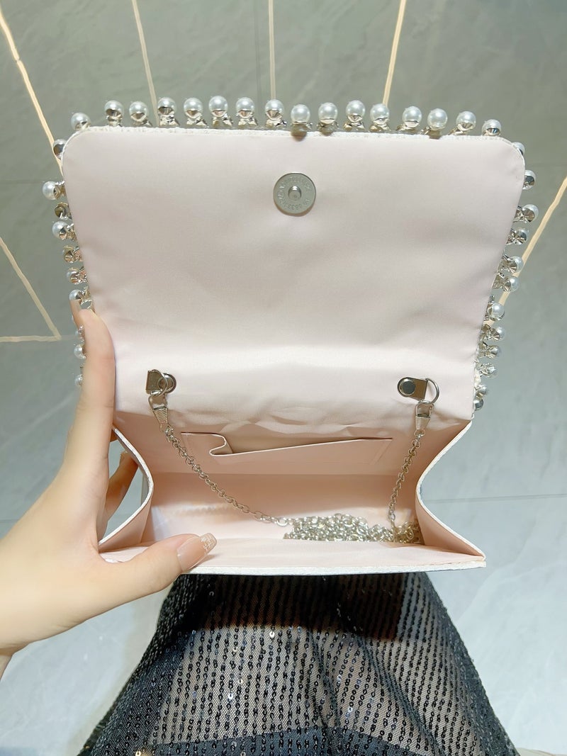 New Women'S High-End Texture Pearl Bag Diamond-Encrusted Shoulder Bag Wedding Birthday Banquet Dinner Bag - Image 4