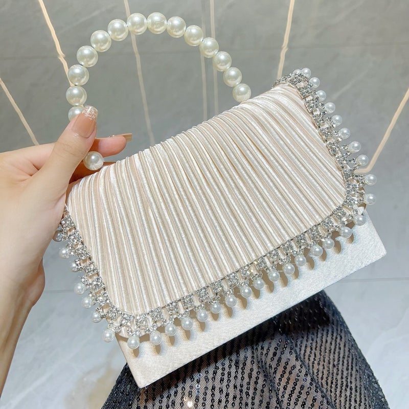 New Women'S High-End Texture Pearl Bag Diamond-Encrusted Shoulder Bag Wedding Birthday Banquet Dinner Bag - Image 1
