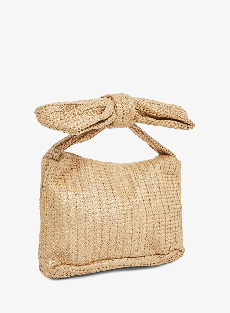 Styli Styli Ribbon Tie Detail Straw Clutch