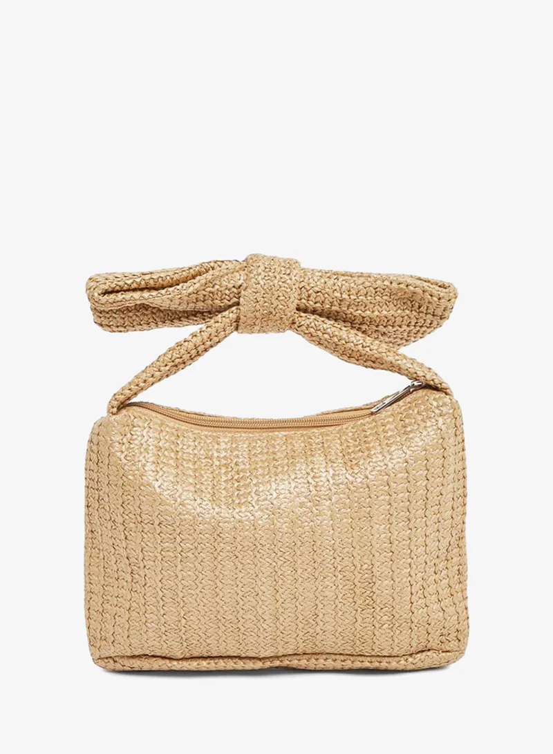 Styli Styli Ribbon Tie Detail Straw Clutch