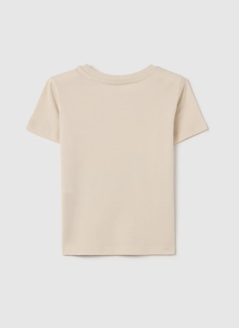 او في اس Cotton T-Shirt With Print