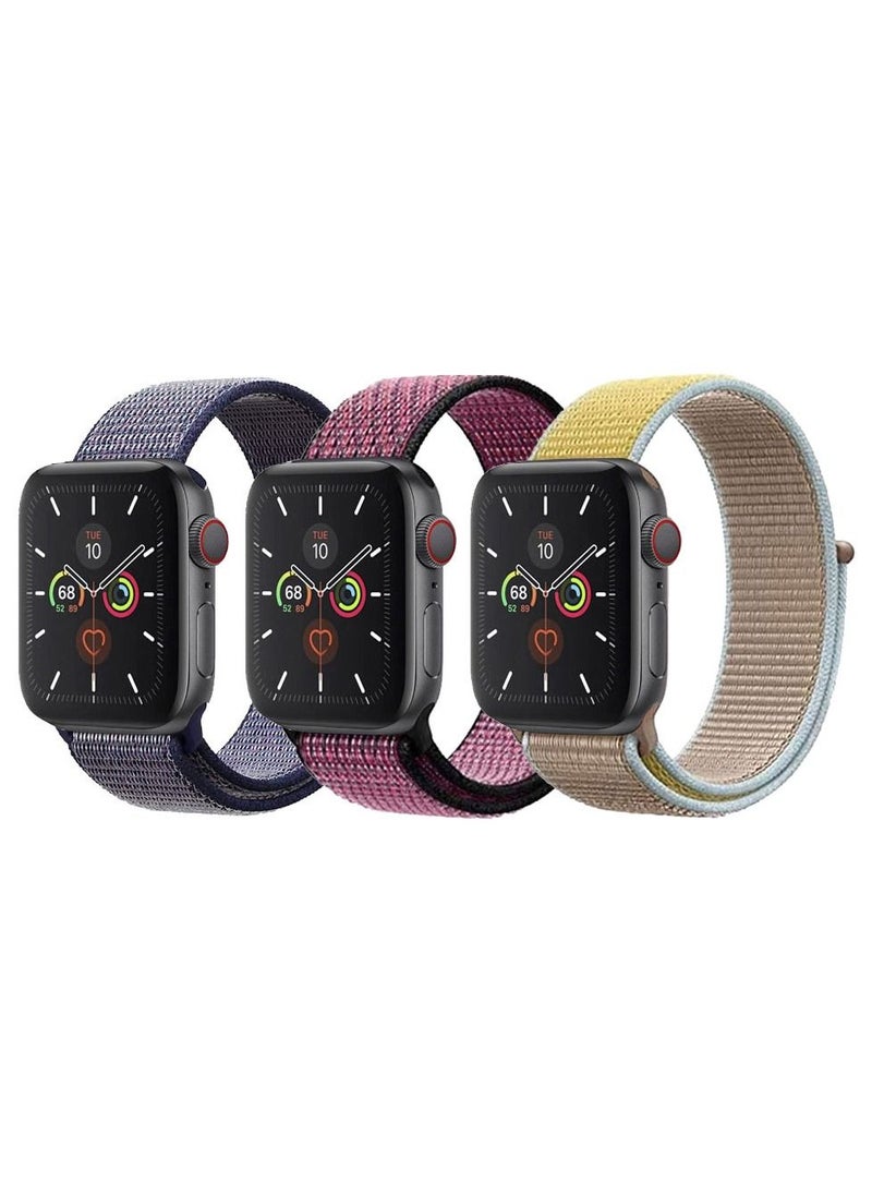 CATANES - 3 Pack For Apple Watch 41mm 40mm 38mm Nylon Sport Loop Band Compatible With iWatch Series 7 SE 6 5 4 3 2 1 Men Women Braided Stretchy Nylon Loop Bands - Image 1