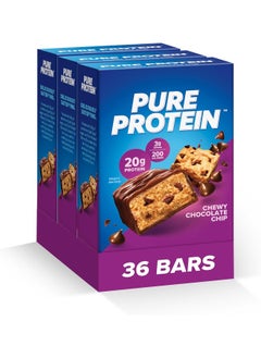 Pure Protein Bars, High Protein, Nutritious Snacks To Support Energy, Low Sugar, Gluten Free, Chewy Chocolate Chip, Pack Of 36  - Image 1