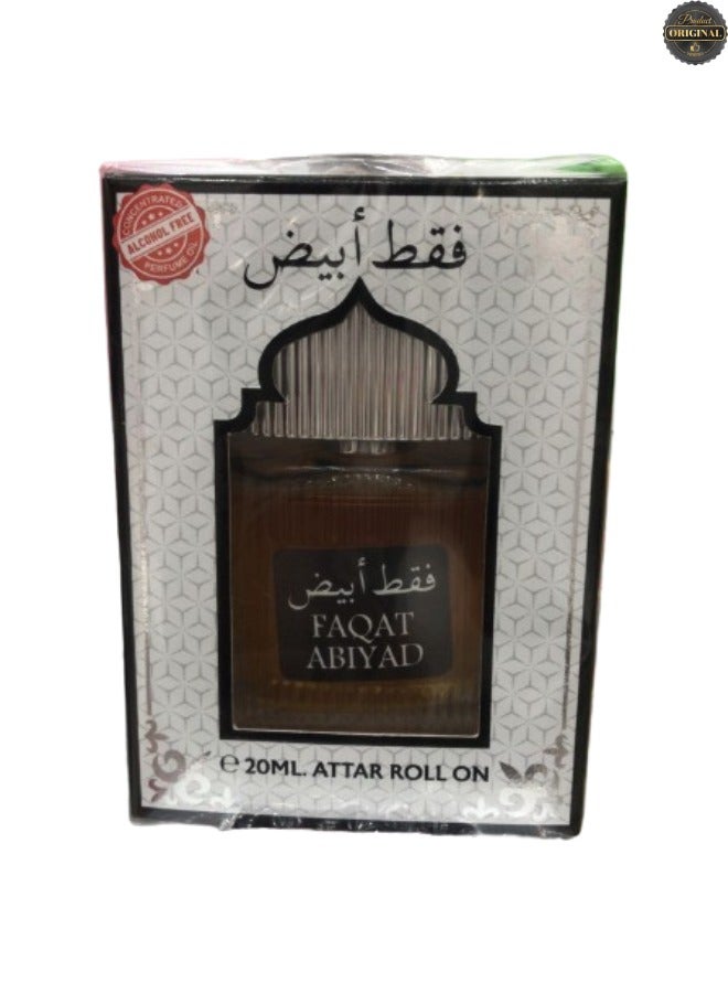 White 20 Pieces Faqat Abiyad Attar Roll 20ML - Image 2