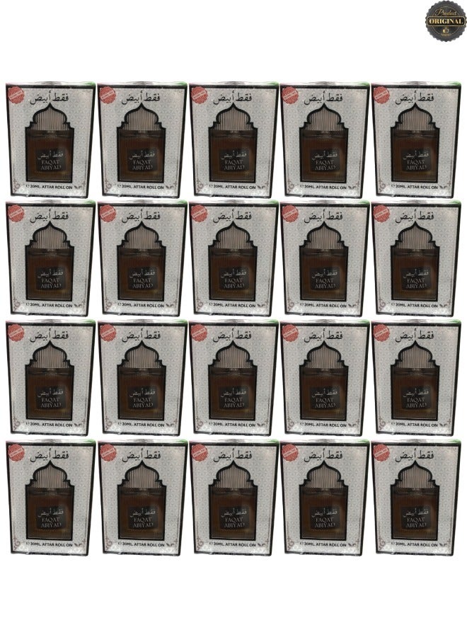White 20 Pieces Faqat Abiyad Attar Roll 20ML - Image 1