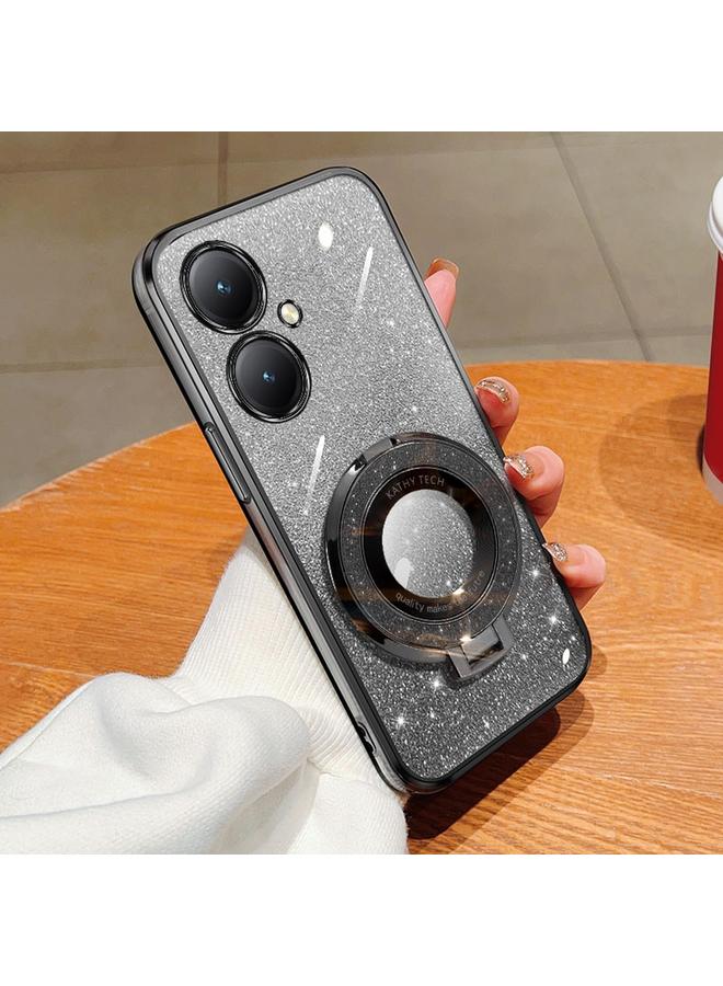 The Bros Case For vivo Y35+ / Y27 4G Plated Gradient Glitter Round Holder TPU Phone Case