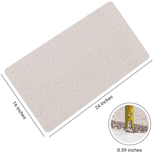 LuxStep Shower Mat Bathtub Mat,24x16 inch, Non-Slip Bath Mat with Drain, Quick Drying PVC Loofah Bathmat for Tub,Shower,Bathroom (Phthalate Free,White) - Image 2