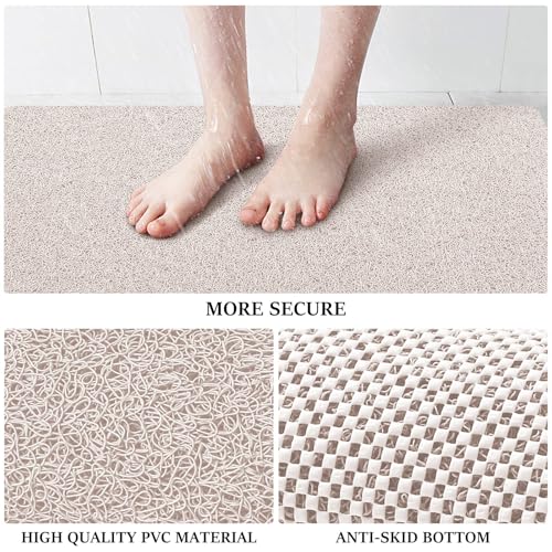 LuxStep Shower Mat Bathtub Mat,24x16 inch, Non-Slip Bath Mat with Drain, Quick Drying PVC Loofah Bathmat for Tub,Shower,Bathroom (Phthalate Free,White) - Image 4