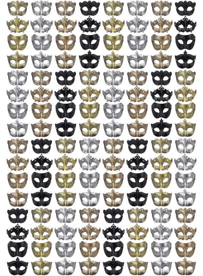 FEQO 128 Pieces Masquerade Masks Vintage Antique Venetian Masks for Men Women(Butterfly, Prince, Princess, Peri) - Image 1