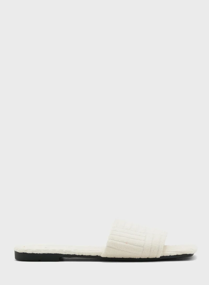 Ginger Textured Towelling Square Toe Slider