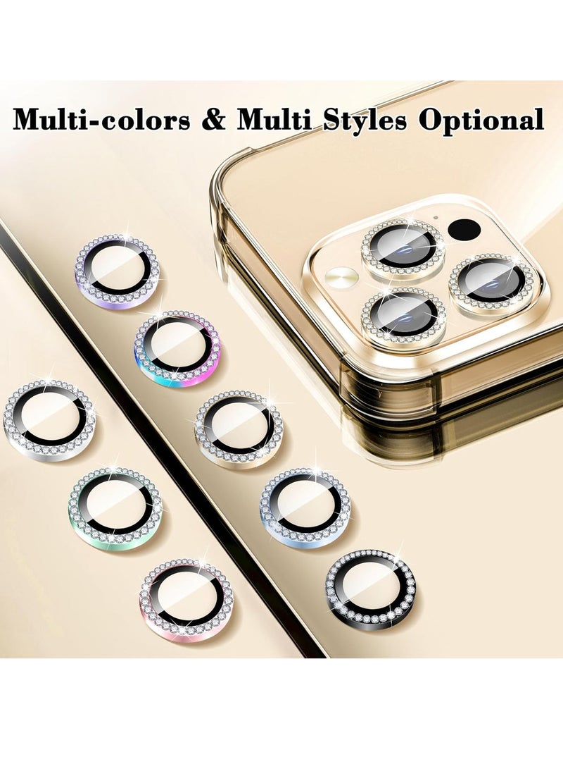 ELTRAZONE "Gold Diamond Camera Lens Protector for iPhone 16 Pro/16 Pro Max – Bling Tempered Glass Cover with Automatic Alignment Metal Rings and Glitter Film Stickers" - Image 2