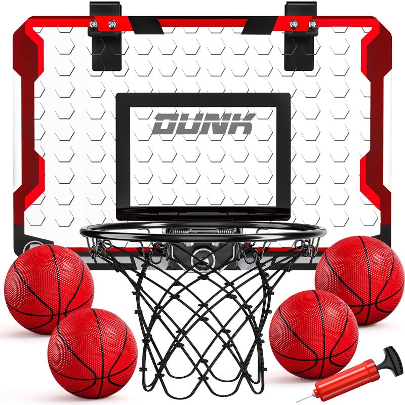 TEMI Basketball Hoop Indoor, Mini Basketball Hoop with 4 Balls, Over The Door Basketball Hoop for Kids and Adults, Basketball Toys for Boys Girls Age 3 4 5 6 7 8 9 10 11 12 - Kids & Teens Gift Ideas - Image 1